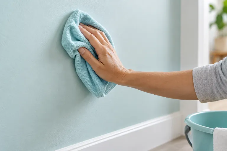 Limpeza suave de parede pintada