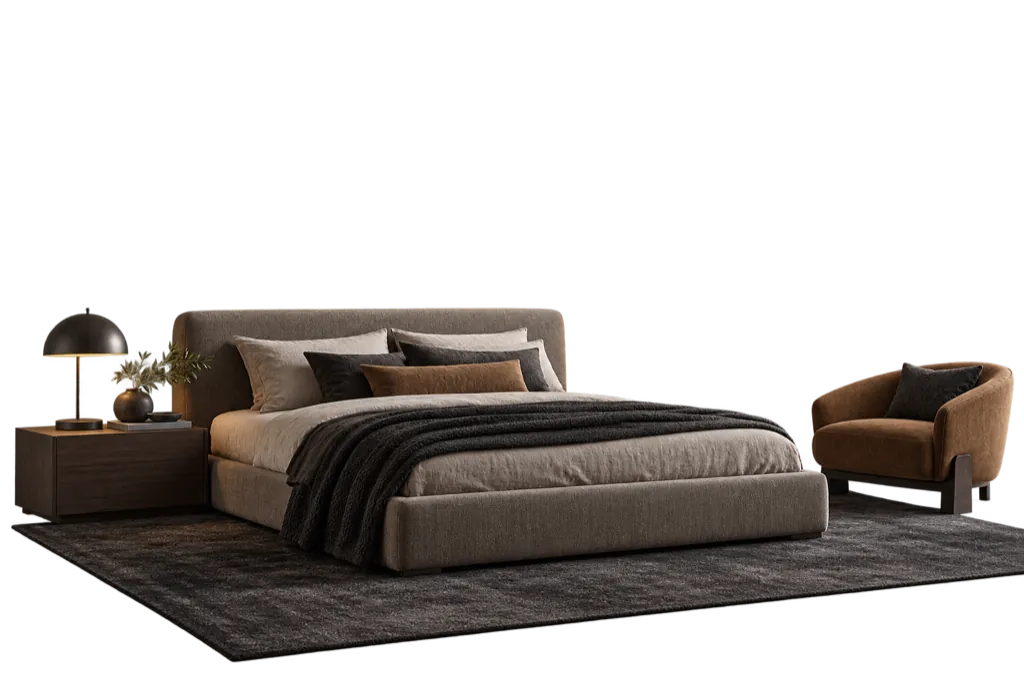 Móveis de quarto masculino sobre uma parede com cor comparável