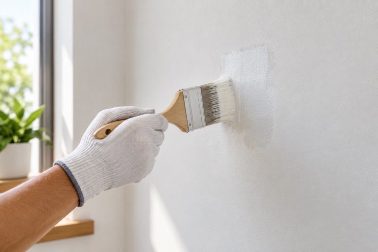 Aplicação de fundo preparador em parede